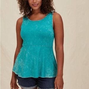 Torrid Turquoise Super Soft Ribbed Peplum Tank Women’s Plus Size 4x
